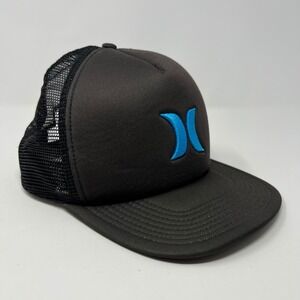 Hurley Mens Black Blue Icon Logo Foam Trucker Snapback Hat